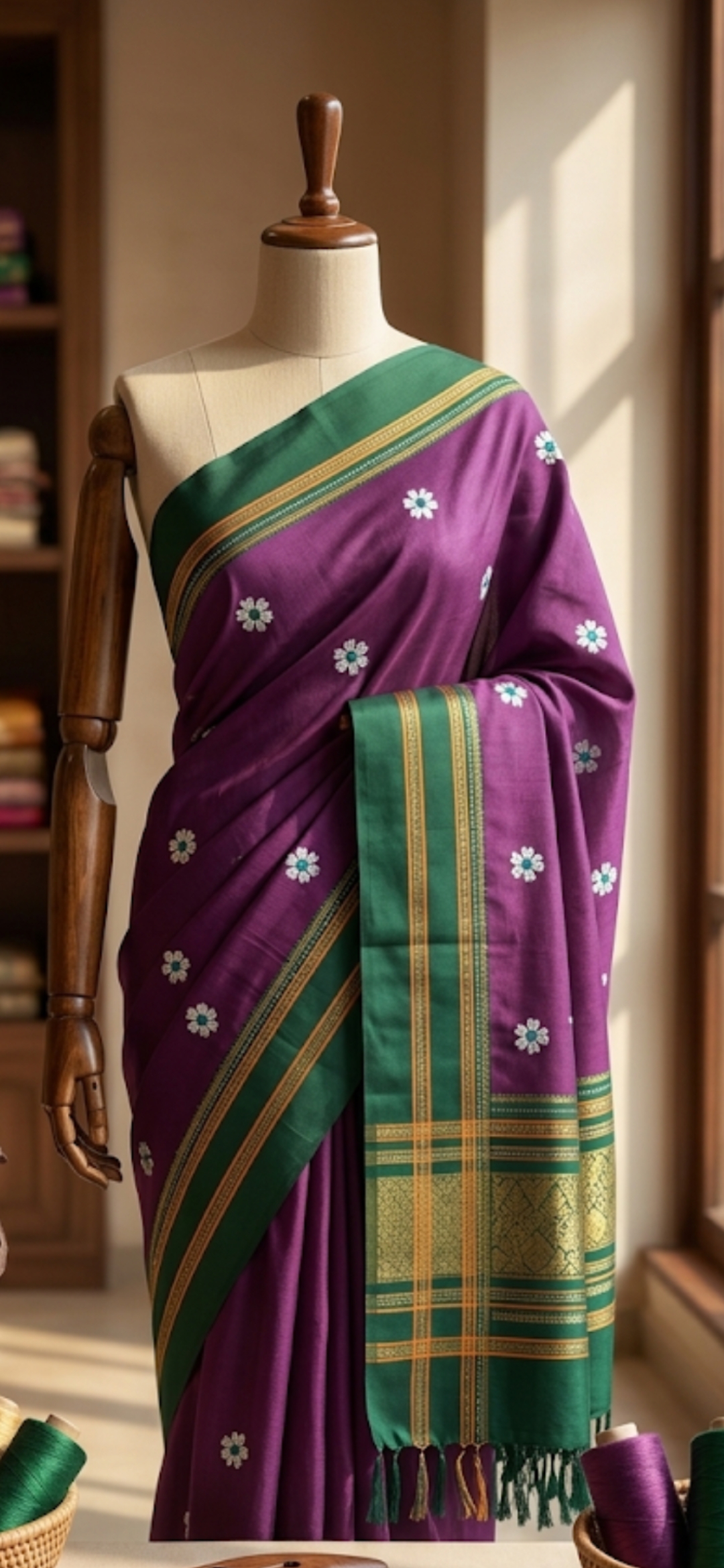 1002583615.jpg Jasmine Silk Saree 7 - Image 1